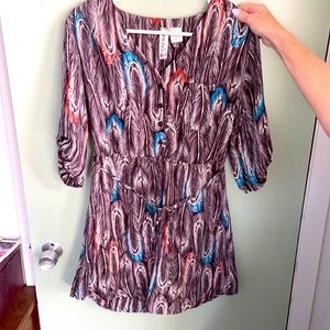 Mini dress - brown multi color/feather